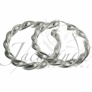 Aros de Plata 925 diseño torzada líneas de 43 mm de diámetro