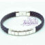 Pulsera de Piel Negra Trenzada con centro tallado