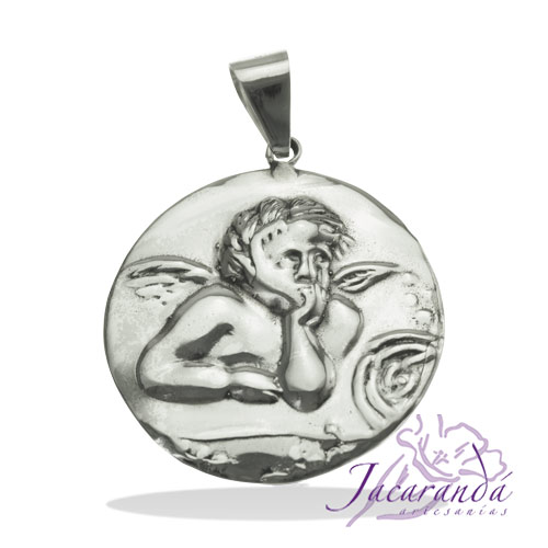 Colgante de plata 925 diseño ángel de Rafael mediano