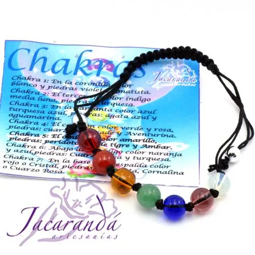 1121 5 Pulsera de los 7 Chakras macrame Negro 1