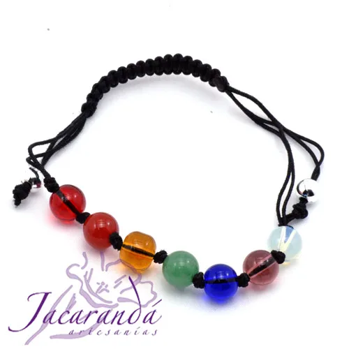 Pulsera de los 7 Chakras macrame Negro