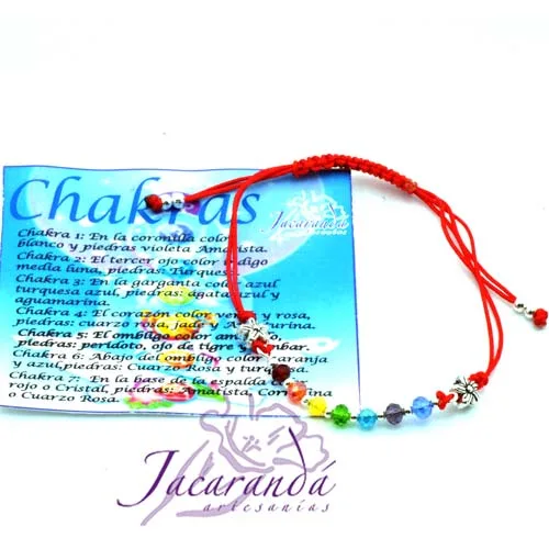 Pulsera de los 7 Chakras macrame Rojo con Piedras de Cristal 2 Pulsera de los 7 Chakras macrame Rojo con Piedras de Cristal