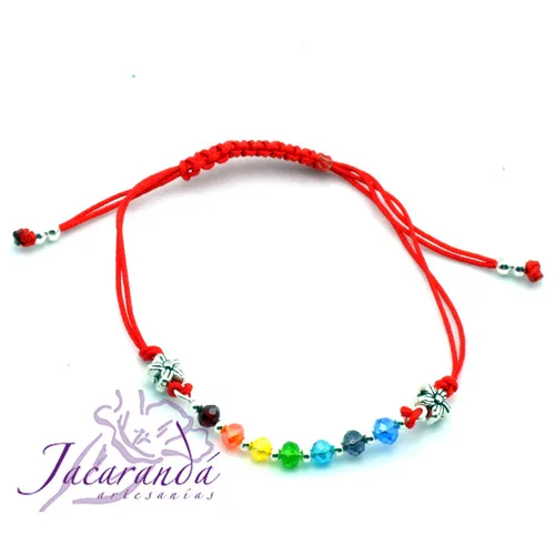 Pulsera de los 7 Chakras macrame Rojo con Piedras de Cristal 1 Pulsera de los 7 Chakras macrame Rojo con Piedras de Cristal