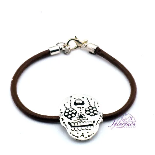 Pulsera Catrina Cordón de cuero marrón