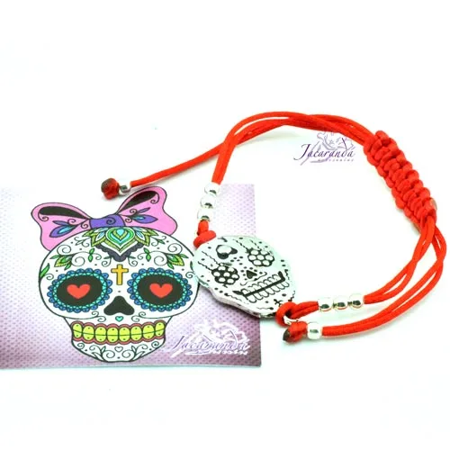 Pulsera cordón seda rojo nudo Macramé centro Catrina 2 1125 2 Pulsera cordon seda rojo Catrina 3