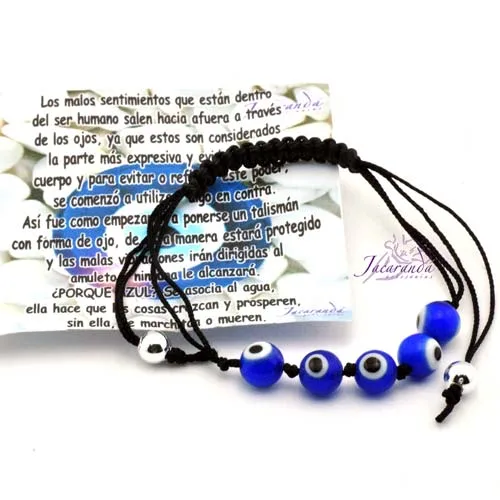 1141 1 Pulsera de cordon Negro macrame con OJOS TURCO 1