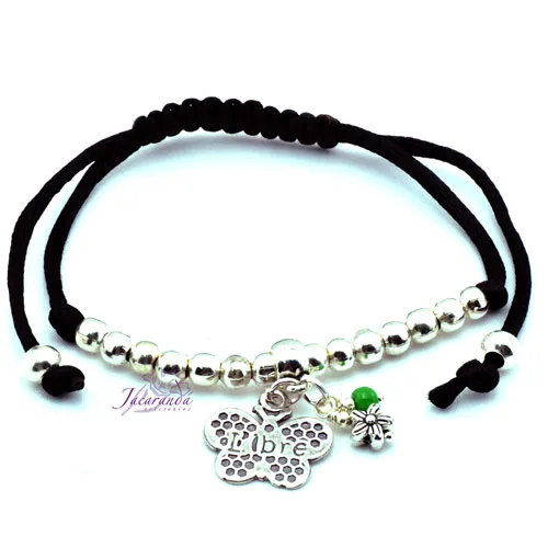 Pulsera Libertad Ajustable de cordón Negro