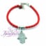 Pulsera de cuero trenzado Rojo con medalla mano de Fatima