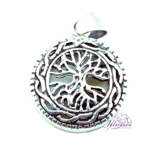 Colgante de Plata Arbol de la Vida frente Ojo de Shiba 15 mm de diámetro