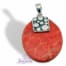 Colgante de Plata 925 con Piedra de Coral esponja Ovalo 48 x 30 mm