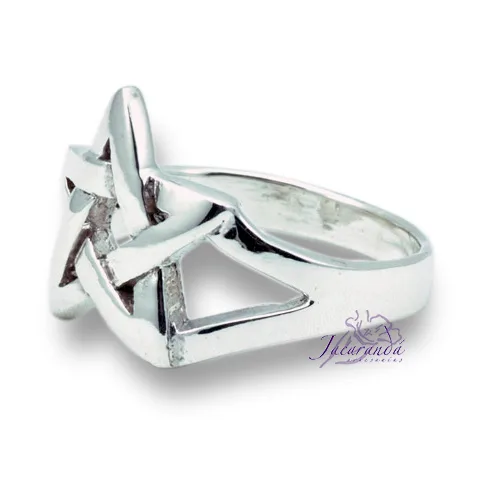 Anillo de plata liso Signo Estrella de 5 puntas 16 mm