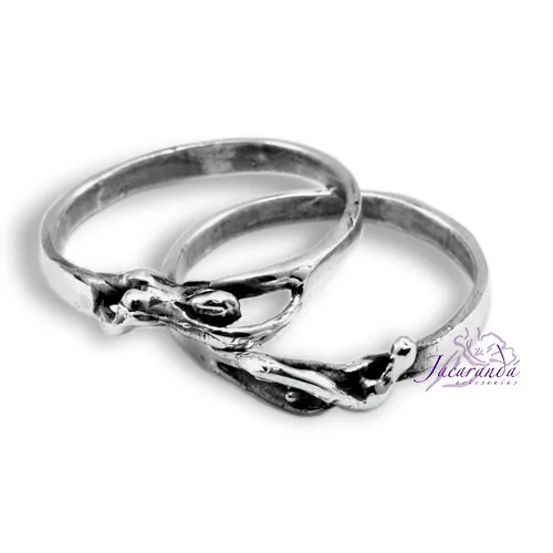Anillo de Plata 925 doble alianza Erótico pareja