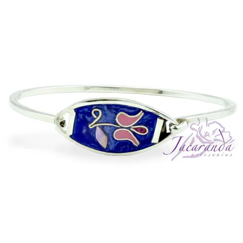 Pulsera enchapada en plata Centro Turquesa Tulipán rosa 1 Pulsera enchapada en plata Centro Turquesa Tulipán rosa