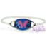 Pulsera enchapada en plata Centro turquesa Mariposa Fucsia