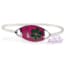 Pulsera enchapada en plata Centro Fucsia Margarita verde
