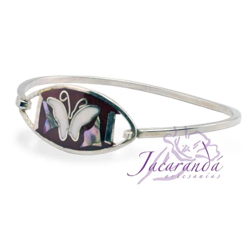 Pulsera enchapada en plata Rojo Centro Mariposa Blanca 2 Pulsera enchapada en plata Rojo Centro Mariposa Blanca