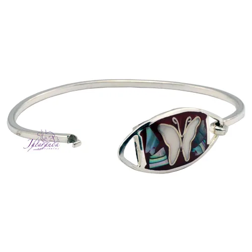 Pulsera enchapada en plata Rojo Centro Mariposa Blanca 3 Pulsera enchapada en plata Rojo Centro Mariposa Blanca