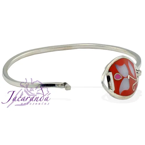 Pulsera enchapada en plata Centro naranja tulipán Blanco