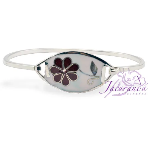 Pulsera enchapada en plata Centro Blanco Margarita Roja