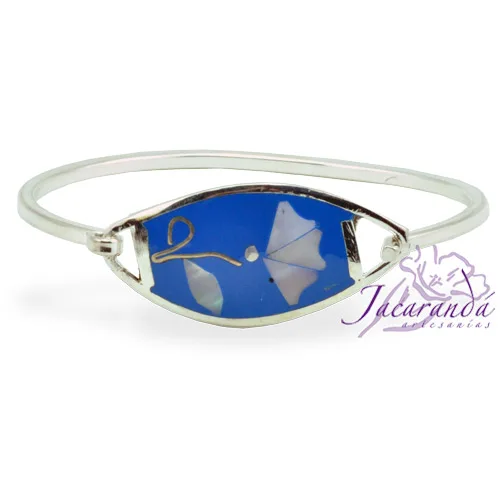 Pulsera enchapada en plata Centro Turquesa clavel nácar