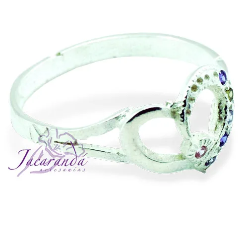 Anillo de plata 925 con circón color cristal de roca diseño corazón