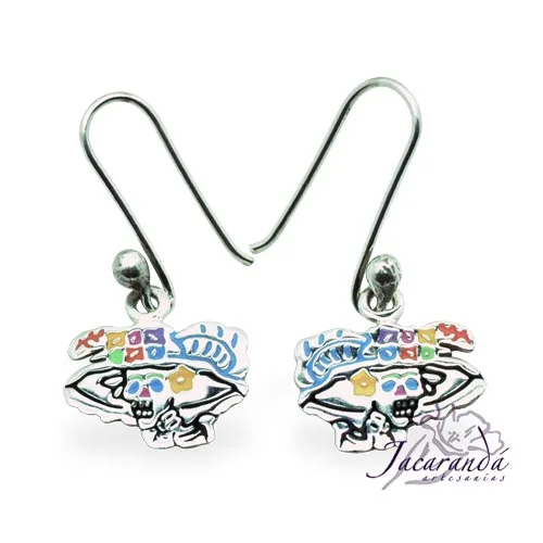 Pendiente Plata 925 diseño Catrina 1 Pendiente Plata 925 diseño Catrina