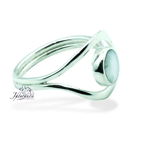 Anillo de Plata 925 Nacar diseño Doble circulo 15 mm (Ajustable)