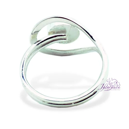 Anillo de Plata 925 Nacar diseño Doble circulo 15 mm (Ajustable)