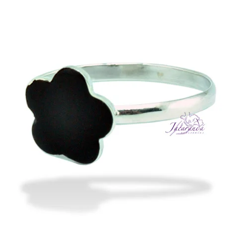 Anillo de plata 925 margarita Onix