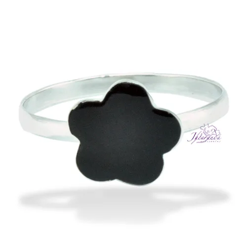 Anillo de plata 925 margarita Onix 11 mm