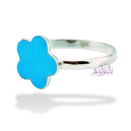 Anillo de plata 925 margarita Turquesa