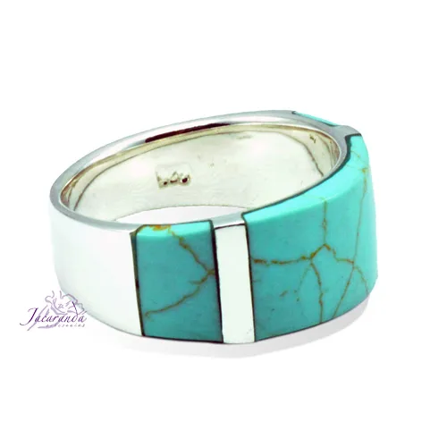 Anillo de plata 925 centro Turquesa ancho