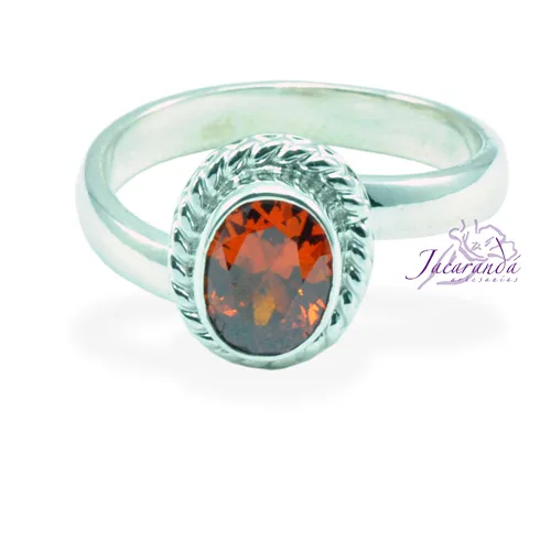 Anillo de plata 925 Strass color Cristal Rojo rubí (Ajustable)
