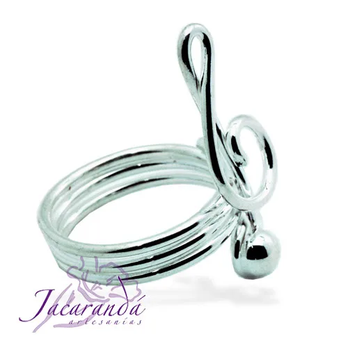 Anillo de Alpaca bañado en plata diseño clave de sol