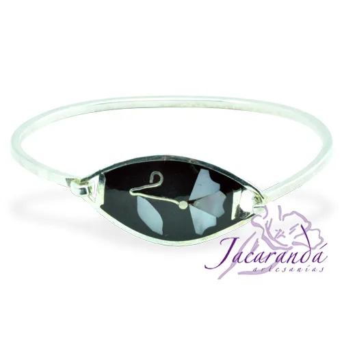 Pulsera enchapada en plata Centro Negro Clavel Nacar