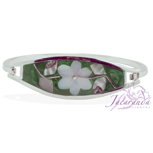 Pulsera enchapada en plata Centro Verde margarita Nacar