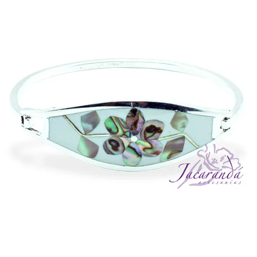 Pulsera enchapada en plata Centro Blanco margarita Nacar