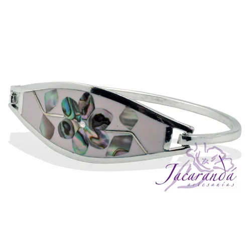 Pulsera enchapada en plata Centro Blanco margarita Nacar