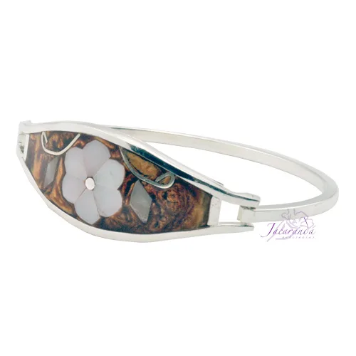 Pulsera enchapada en plata Centro Carei margarita Nacar