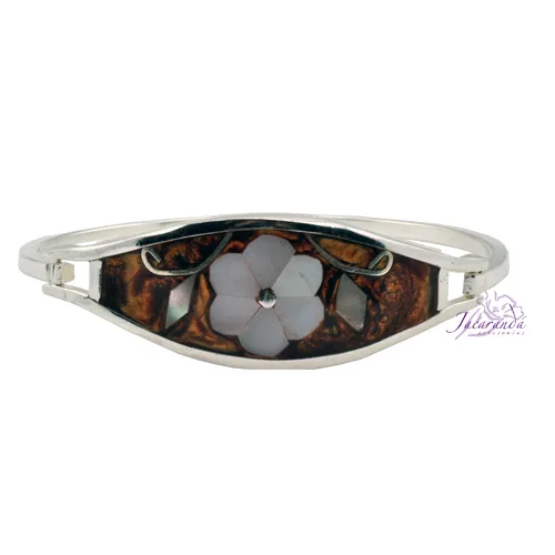 Pulsera enchapada en plata Centro Carei margarita Nacar