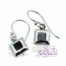 Pendiente de Plata 925 diseño cuadrado 7 x 7 mm con Onix