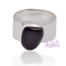 Anillo de alpaca enchapado en plata diseño ancho con piedra de Onix