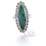 Anillo de alpaca enchapado en plata diseño Casquillas con símil-piedra Malaquita