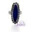 Anillo de alpaca enchapado en plata diseño Casquillas con simil-piedra color Azul