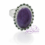 Anillo de alpaca enchapado en plata diseño Oval color Amatista