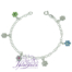 Pulsera cadena de Plata 925 diseño tres flores de color y tres plateadas