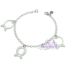 Pulsera cadena de plata 925 con peces grandes calados colgantes